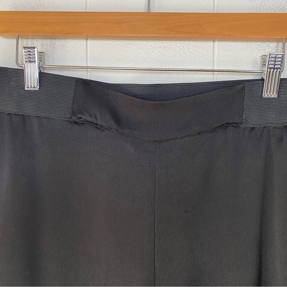 Alice + Olivia Black Wide Leg Dress Pants Size 8 Satin Stretch Waist Altered * - Picture 4 of 15